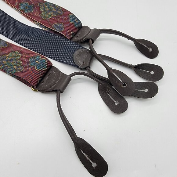NWOT PELICAN USA SUSPENDERS Red Paisley Like Pattern Made In USA NEW - Picture 2 of 5